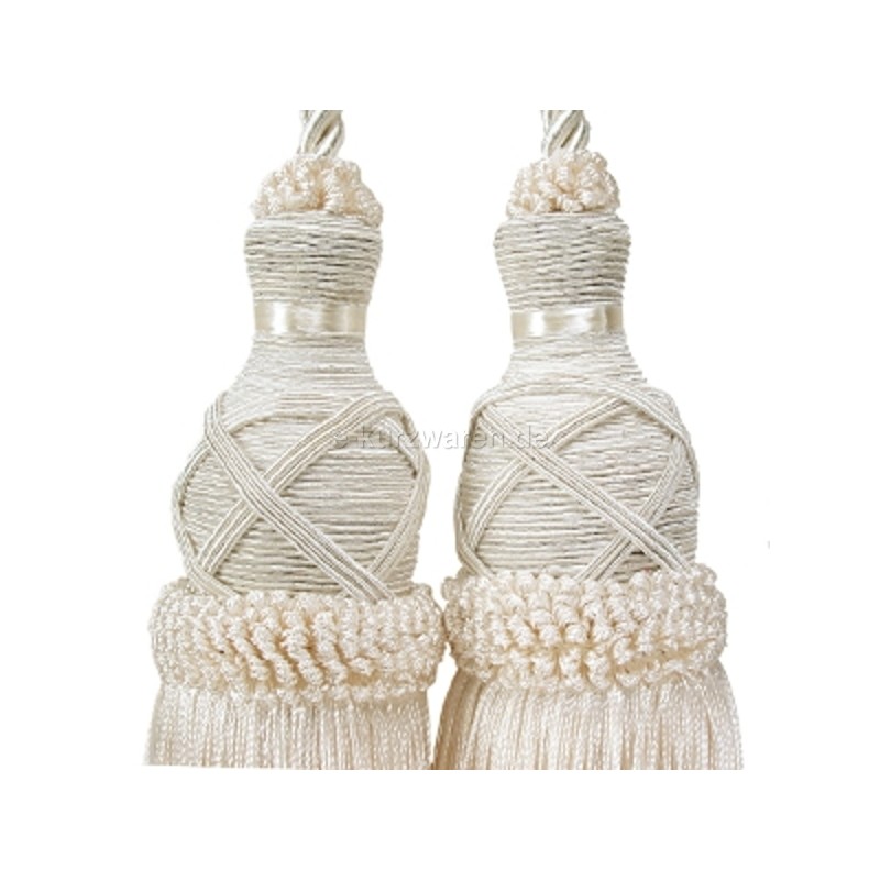 Doppelquast mit Kordel 20cm Raffhalter Vorhänge Dekoration Troddel Gardinen