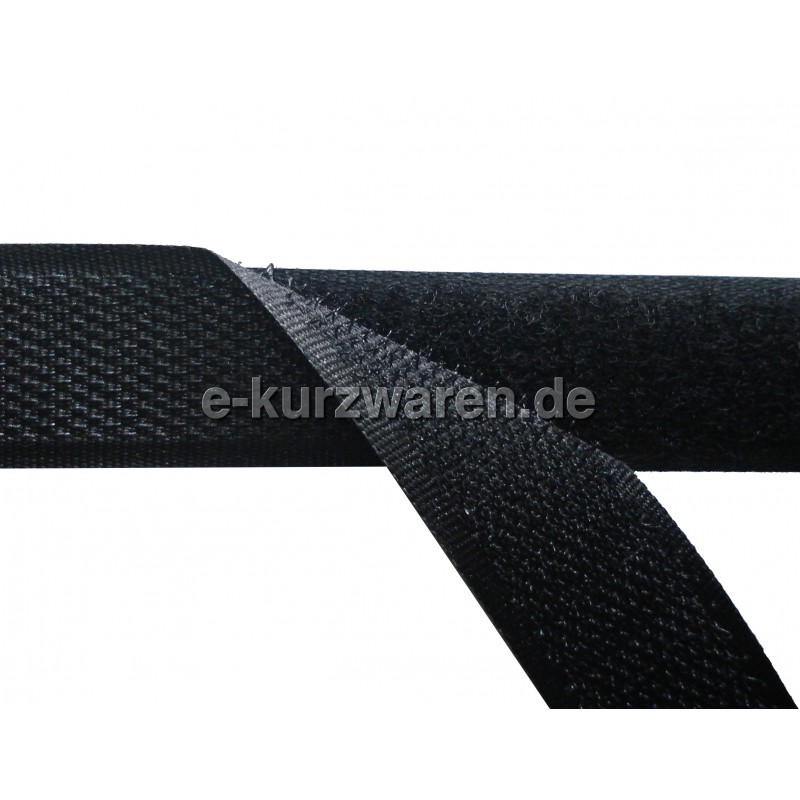 Klettband 2,5cm X 10m Zum Aufnähen - Starker Haken-Schlaufenstreifen In Schwarz